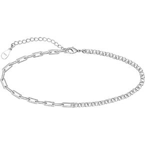 CHIC & ARTSY Womens Anklet 925 Sterling Silver Anklet Bracelet Dainty Beaded Chain Anklet Adjustable 9.5" to 10.5" Best Friend Anklet for Women