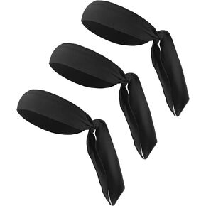 VOCOSTE 3 Pcs Adjustable Soft Sport Headband, Sweat Wicking Gym Tennis Tie Sweatband for Men Women,