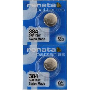 Renata 384 SR41SW Batteries - 1.55V Silver Oxide 384 Watch Battery (2 Count)