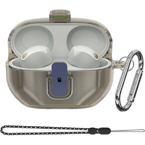 for Sony WF-1000XM5 Case Cover, Clear Soft TPU Protective Earbuds Case, Only Compatible with Sony WF-1000XM5, Headphones Case with Carabiner & Lanyard Accessories(Clear Gray)