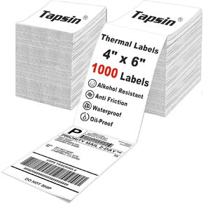 Shipping Labels, 4x6 Thermal Labels Pack of 1000 Perforated Shipping Label Papers, FanFold Thermal Printer Labels, Sticker Labels to Write on, Permanent Strong Adhesive, Commercial Grade