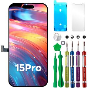 LCD Screen Replacement for iPhone 15 Pro 6.1 inch (Model A2848, A3101, A3104, A3102) 3D Touch Screen Display digitizer Repair kit Assembly w/Tool Set