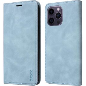 ZZXX for iPhone 14 Pro Max Case Wallet with [RFID Blocking] Card Slot Photo Fram Kickstand Magnetic Soft Leather Flip Fold Case for iPhone 14 Pro Max Wallet Case(Black-6.7 inch)
