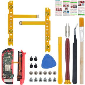 SmaFsan for SL SR Left Right Button Key Flex Cable Replacement for Nintendo Switch/Switch OLED Joycon Flex Cable with Repair Tools Screws Springs (Left + Right)