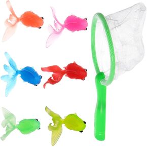1 Set Soft Rubber Goldfish Suit Infant Suit Toddlers Toys Fishing Game Pool Dark Goldfish Fishing Toys Fish Net Game Infant Toy Bathtub for Baby Tubs Fishnet Take a Bath Child