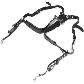 Camera Strap Leather Double Shoulder Harness Strap Photography Accessories for DSLR Cameras (Shoulders - black)