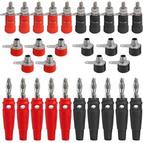 30PCS Binding Posts Terminals 4mm Banana Plug Socket & Red and Black Gold Plated 4mm Female and Male Banana Plugs Banana Socket Terminal Connector
