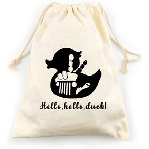 LANBAIHE You've Been Ducked | Duck Duck bag | Rubber Duck Burlap Drawstring Bag | Reusable Rubber Duck Bag | 13 x 10 inches | Hello Sweet Ride