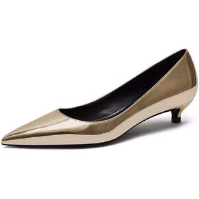 Women's Glitter Slip On Pointed Toe Ultra Low Kitten Heel Basic Dress Pumps Shoes Gold Size 8.5