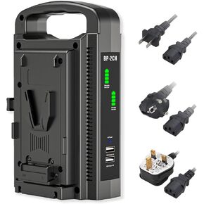 V Mount Battery Charger, Pickle Power Dual D-Tap Travel Charger for Sony V-Mount/V Lock and Batteries