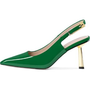 Joseywade Slingback Heels Women's Gold Heels Closed Square Toe Stiletto High Heel Pumps Metal Buckle Dress Shoes