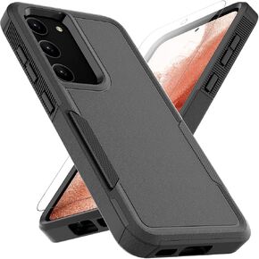 for Samsung Galaxy S23 Case: Dual Layer Protective Heavy Duty Cell Phone Cover Shockproof Rugged with Screen Protector - Military Protection Bumper Tough - Samsung Galaxy S23 2023, Black