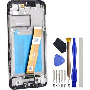 Full Display Screen with frame for Samsung Galaxy A01 SM-A015F SM-A015G SM-A015V LCD Screen Touch Digitizer Replacement Black 5.7"