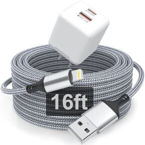 16 FT Extra Long Charger Cord USB A