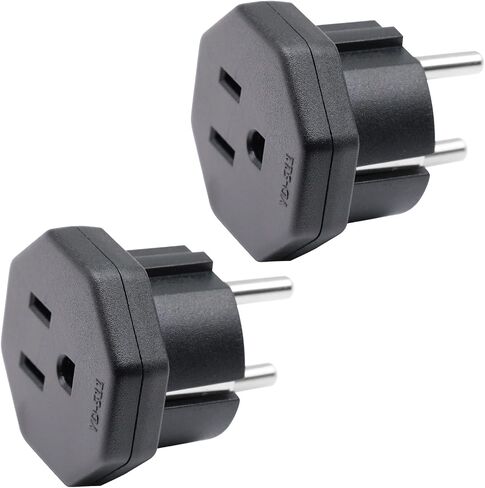 US/Canada/Mexico to Europe Travel Plug Adapter, US to Schuko Plug Converter, United States/Japan Type A/B Plug Convert to EU/Germany/French/Spain Type E/F Plug Power Adaptor (2 Pieces) in Saudi Arabia