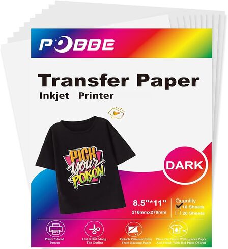 Heat Transfer Paper for Fabric 8.5" x 11" - 20 Sheets, Printable Iron on Transfer Vinyl Paper, with 3 Sheets Teflon Paper,Dark 20 PCS in Saudi Arabia