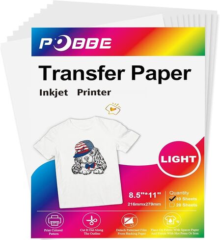 Heat Transfer Paper for Fabric 8.5" x 11" - 20 Sheets, Printable Iron on Transfer Vinyl Paper, with 3 Sheets Teflon Paper,Dark 20 PCS in Saudi Arabia