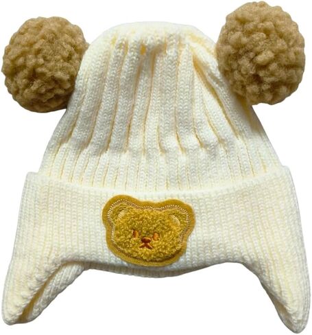 Baby and Toddler Winter Hat Unisex with Ear Flaps Cream in Saudi Arabia