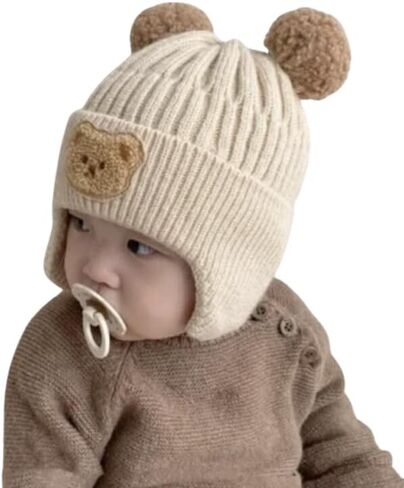 Baby and Toddler Winter Hat Unisex with Ear Flaps Cream in Saudi Arabia