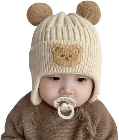 Baby and Toddler Winter Hat Unisex with Ear Flaps Cream in Saudi Arabia