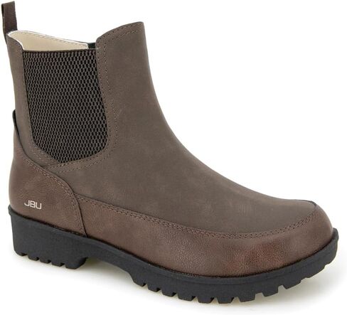 JBU Womens Buffalo Round Toe Chelsea Casual Boots Ankle Low Heel 1-2" - Brown in Saudi Arabia