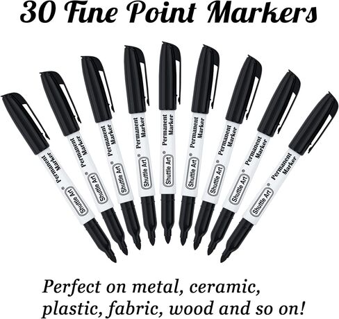 Shuttle Art Permanent Markers, 100 Pack Black Permanent Marker set,Fine Point, Works on Plastic,Wood,Stone,Metal and Glass for Doodling, Marking in Saudi Arabia