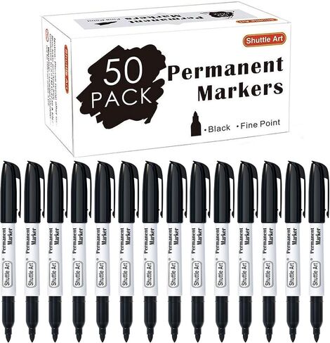Shuttle Art Permanent Markers, 100 Pack Black Permanent Marker set,Fine Point, Works on Plastic,Wood,Stone,Metal and Glass for Doodling, Marking in Saudi Arabia