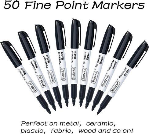 Shuttle Art Permanent Markers, 100 Pack Black Permanent Marker set,Fine Point, Works on Plastic,Wood,Stone,Metal and Glass for Doodling, Marking in Saudi Arabia