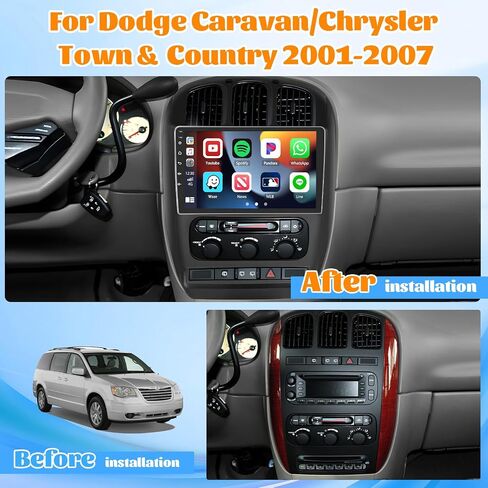 Roinvou 2+64G Android 10.1" Touch Screen for Dodge Caravan/Chrys-ler Town & Country 2001-2007 with Wireless CarPlay Android Auto WiFi Bluetooth GPS Navigation FM RDS Radio Backup Camera in Saudi Arabia