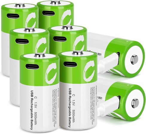 4 Pack Rechargeable C Batteries with 4 in 1 USB Charging Cable, 1.5v Lithium C Cell Battery 4100mWh, C Size LR14 Battery Replacement in Saudi Arabia