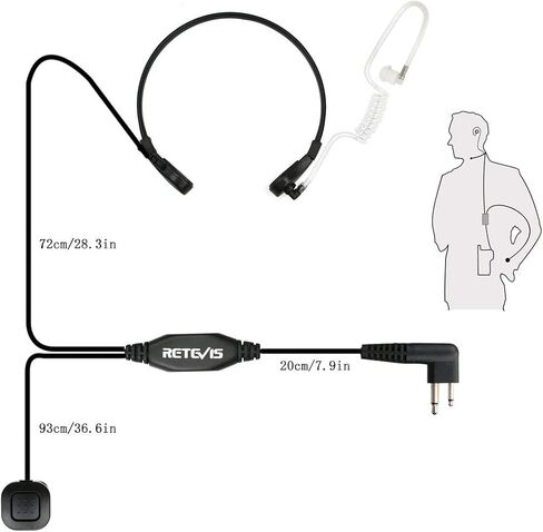 Retevis Throat Mic Walkie Talkie Earpiece,Compatible with Motorola CP100D CP185 CP200 CP200D GP300 GP2000 Mag ONE BRP40 HYT TC610 Two-Way Radio,2 Pin,Finger PTT,2 Way Radio Earpiece with Mic(1 Pack) in Saudi Arabia