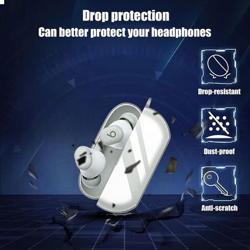Compatible with Beats Solo Buds Case Cover with Keychain, Soft Clear TPU Anti-fall Shockproof Protective Case Cover for Solo Buds for Men Women, 3C-BT-111016-Clear in Saudi Arabia