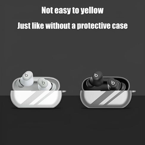 Compatible with Beats Solo Buds Case Cover with Keychain, Soft Clear TPU Anti-fall Shockproof Protective Case Cover for Solo Buds for Men Women, 3C-BT-111016-Clear in Saudi Arabia