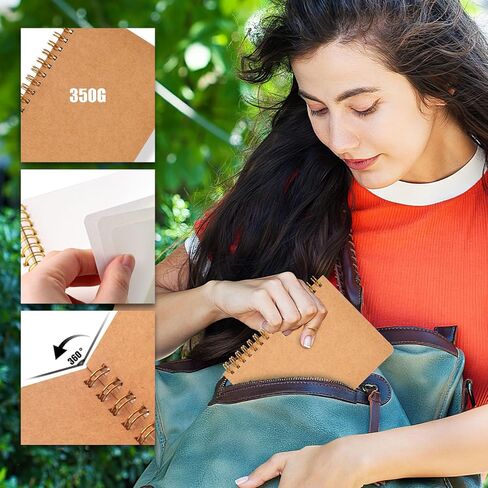 4 قطع من دفاتر الملاحظات الحلزونية الصغيرة، دفاتر ملاحظات للجيب الفارغة، دفاتر ملاحظات صغيرة ذات غطاء كرافت لتدوين الملاحظات واللوازم المدرسية المكتبية in Kuwait