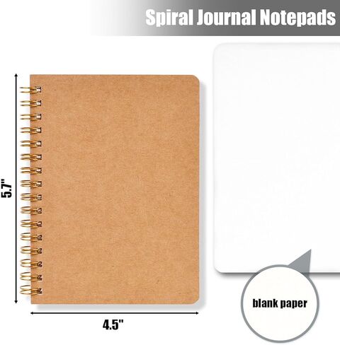 4 قطع من دفاتر الملاحظات الحلزونية الصغيرة، دفاتر ملاحظات للجيب الفارغة، دفاتر ملاحظات صغيرة ذات غطاء كرافت لتدوين الملاحظات واللوازم المدرسية المكتبية in Kuwait