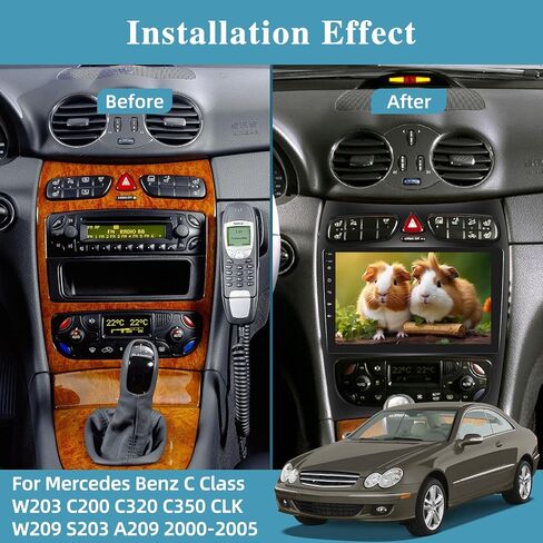 [2+64G] Car Radio for Mercedes Benz C Class W203 C200 C320 C350 CLK W209 S203 A209 2000-2005 - Wireless Carplay and Android Auto - 9 Inch Touchscreen Car Stereo with GPS + AHD Backup Camera in Saudi Arabia