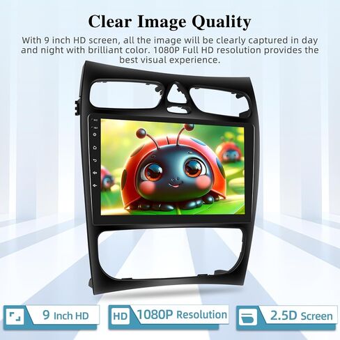 [2+64G] Car Radio for Mercedes Benz C Class W203 C200 C320 C350 CLK W209 S203 A209 2000-2005 - Wireless Carplay and Android Auto - 9 Inch Touchscreen Car Stereo with GPS + AHD Backup Camera in Saudi Arabia