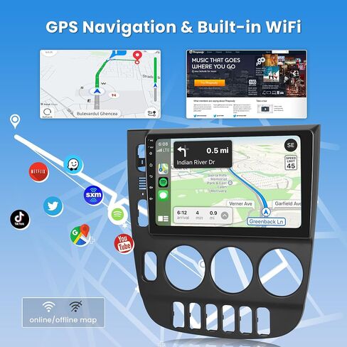 2+64G Android Car Radio Car Stereo for Mercedes Benz W163 ML320 ML350 ML400 ML500 1997-2005 with Wireless Carplay Android Auto, 9’’ Touch Screen with WiFi GPS Bluetooth FM RDS EQ Backup Camera in Saudi Arabia