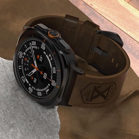 Vintage Leather Band Compatible with Samsung Galaxy Watch Ultra Band 47mm (2024), 24mm Wide Crazy Horse Leather Strap for Galaxy Watch Ultra Men Women Retro Brown/Black in Saudi Arabia