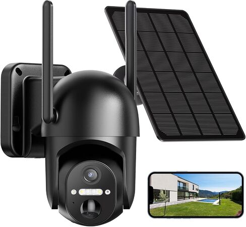 Solar Camera for Home Security, 2K WiFi Camera with Full Color Night Vision, Battery Powered, Wireless Surveillance Camera with PIR Detection, 2-Way Talk, IP65 Waterproof in Saudi Arabia