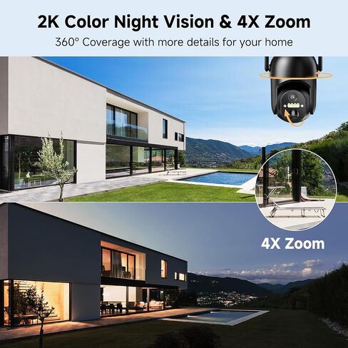 Solar Camera for Home Security, 2K WiFi Camera with Full Color Night Vision, Battery Powered, Wireless Surveillance Camera with PIR Detection, 2-Way Talk, IP65 Waterproof in Saudi Arabia
