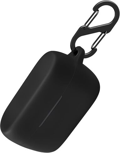 حقيبة حمل من السيليكون من Geiomoo متوافقة مع Jabra Elite 3، غطاء محمول مقاوم للخدش مع حلقة تسلق (أسود) in Saudi Arabia