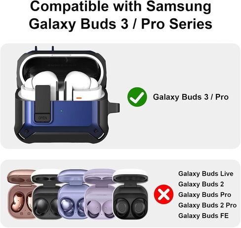 حافظة قفل متوافقة مع هاتف Samsung Galaxy Buds3 Pro/Galaxy Buds3(2024) مع سلسلة مفاتيح، غطاء حماية مصمم بدرع متين مع قفل آمن للرجال والنساء in Saudi Arabia