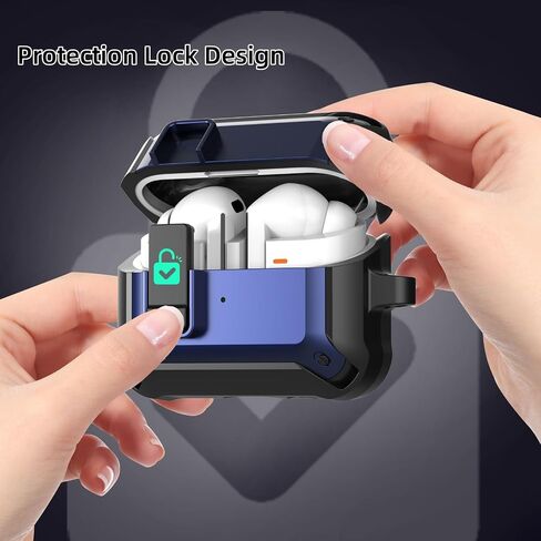 حافظة قفل متوافقة مع هاتف Samsung Galaxy Buds3 Pro/Galaxy Buds3(2024) مع سلسلة مفاتيح، غطاء حماية مصمم بدرع متين مع قفل آمن للرجال والنساء in Saudi Arabia