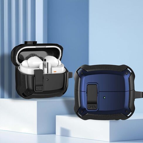حافظة قفل متوافقة مع هاتف Samsung Galaxy Buds3 Pro/Galaxy Buds3(2024) مع سلسلة مفاتيح، غطاء حماية مصمم بدرع متين مع قفل آمن للرجال والنساء in Saudi Arabia