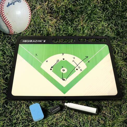 Magnetic Baseball Coaches Clipboard, White Double-Sided Dry Erase Coach Board, Tactics Whiteboard with Color Magnetic Sticker and 2 Marker for Coaches Gift in Saudi Arabia