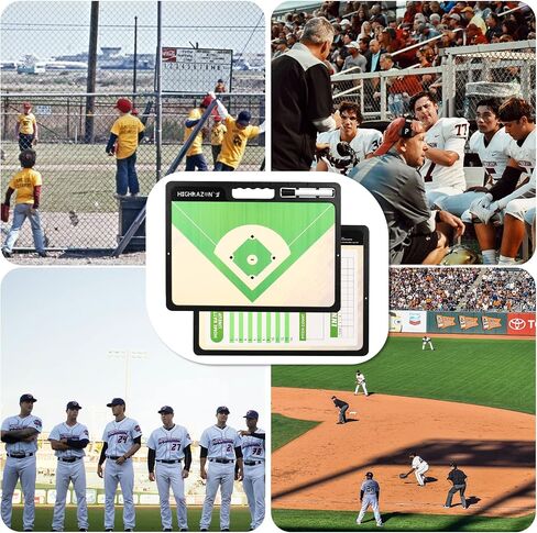 Magnetic Baseball Coaches Clipboard, White Double-Sided Dry Erase Coach Board, Tactics Whiteboard with Color Magnetic Sticker and 2 Marker for Coaches Gift in Saudi Arabia