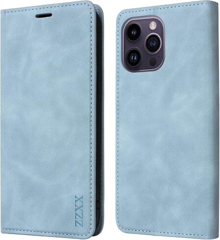 ZZXX for iPhone 14 Pro Max Case Wallet with [RFID Blocking] Card Slot Photo Fram Kickstand Magnetic Soft Leather Flip Fold Case for iPhone 14 Pro Max Wallet Case(Black-6.7 inch) in Saudi Arabia