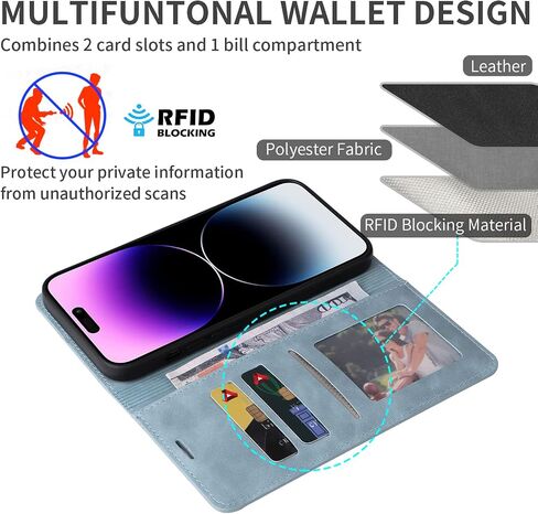 ZZXX for iPhone 14 Pro Max Case Wallet with [RFID Blocking] Card Slot Photo Fram Kickstand Magnetic Soft Leather Flip Fold Case for iPhone 14 Pro Max Wallet Case(Black-6.7 inch) in Saudi Arabia