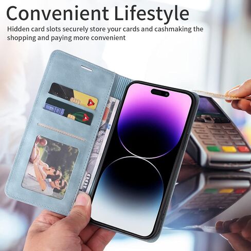 ZZXX for iPhone 14 Pro Max Case Wallet with [RFID Blocking] Card Slot Photo Fram Kickstand Magnetic Soft Leather Flip Fold Case for iPhone 14 Pro Max Wallet Case(Black-6.7 inch) in Saudi Arabia